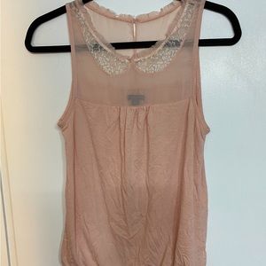 American Eagle lace women’s baby pink tank top boho medium sheer hippy freespirt